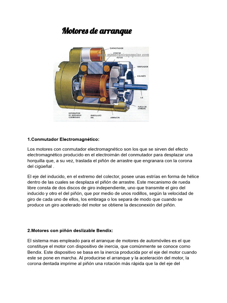 Tipos de Motores de Arranque | PDF | Motores | Corriente eléctrica