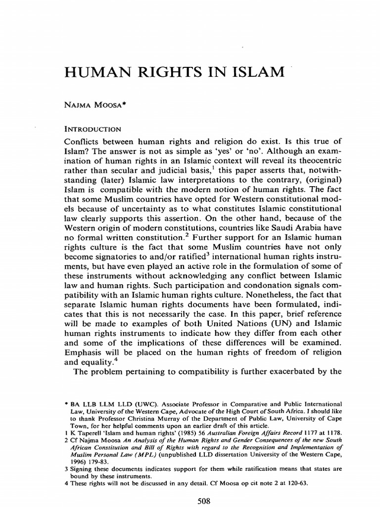 Human Rights and Islam Compatibility | PDF | Human Rights | Sharia
