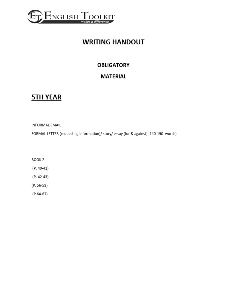 5th Year Writing Handout Guide | PDF