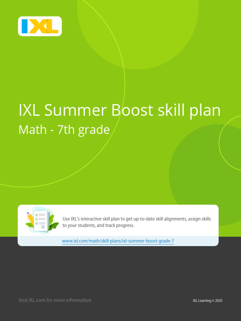Summer Boost Grade 7 (IXL Skill Plan) | PDF | Division (Mathematics ...