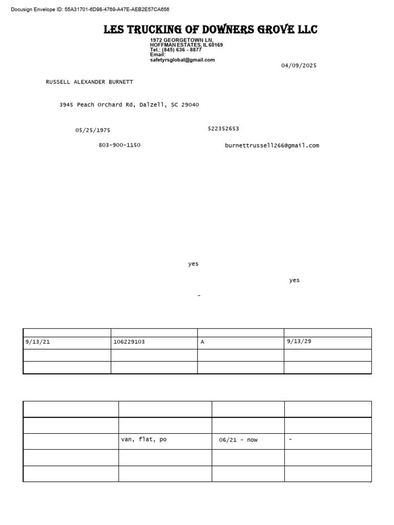 FMCSR Part 395 Driver Application Form | PDF | Traffic | Traffic Collision