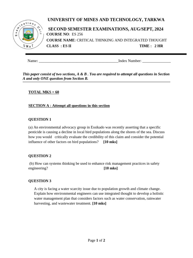 ES 256 Critical Thinking Exam Guide | PDF | Fallacy | Argument