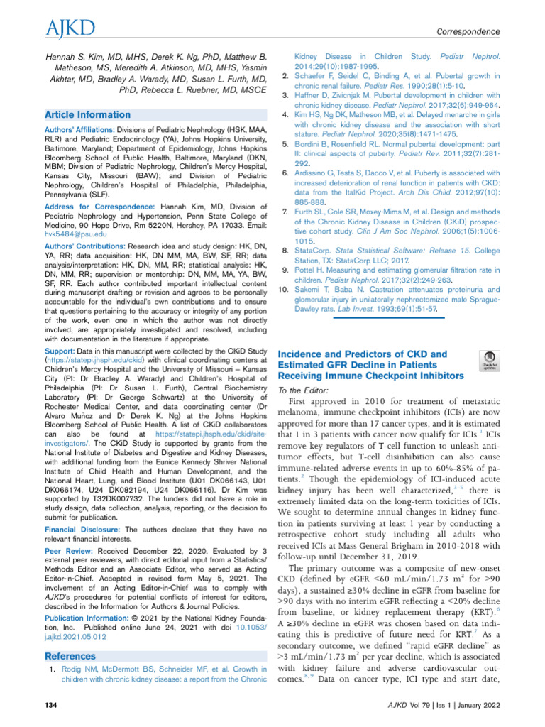 Incidence and Predictors of CKD and Estimated GFR | PDF | Chronic ...