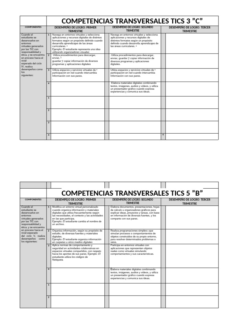 Competencias TIC para Estudiantes 3° y 5° | PDF | Tecnología de ...