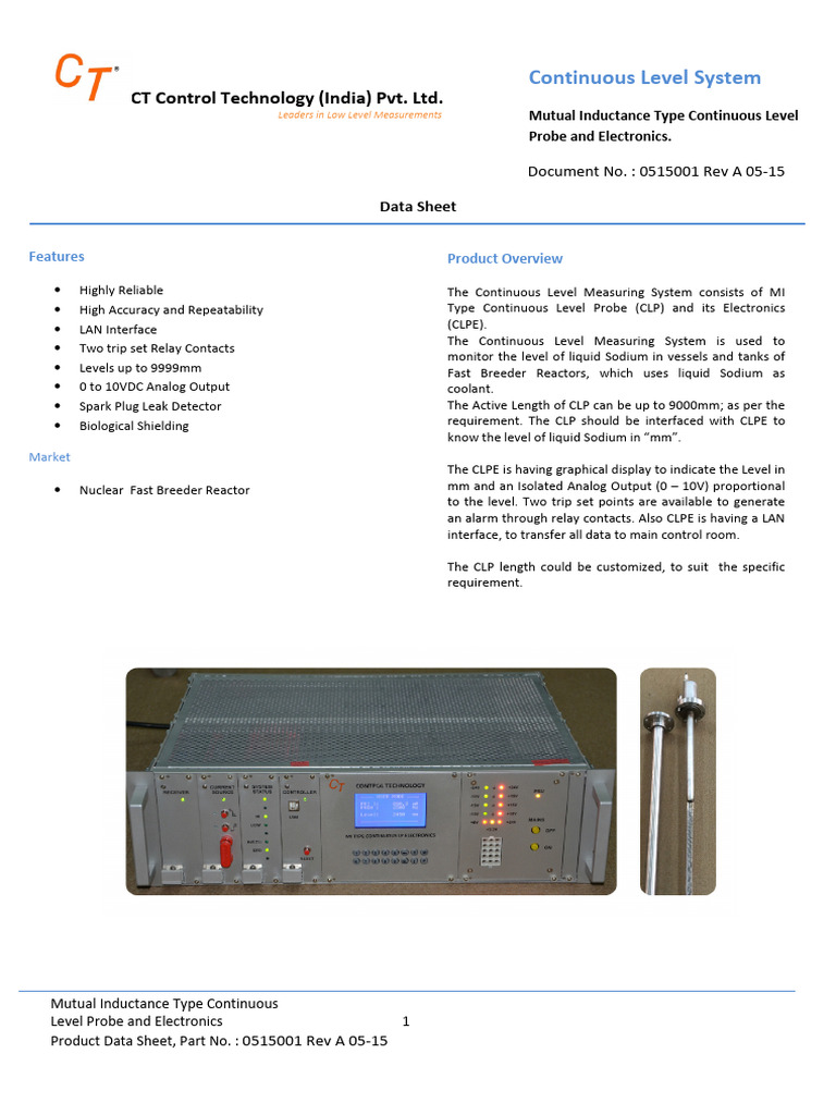Continuous Level Probe Data Sheet | PDF | Electrical Engineering ...