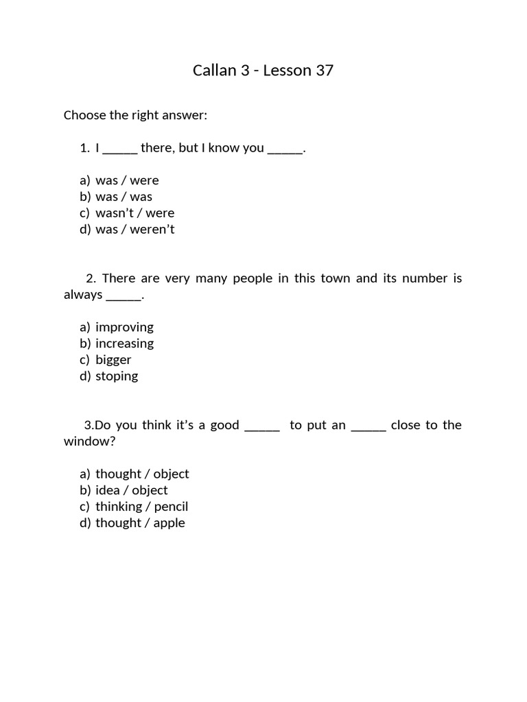 Callan 3 - Lesson 37 | PDF