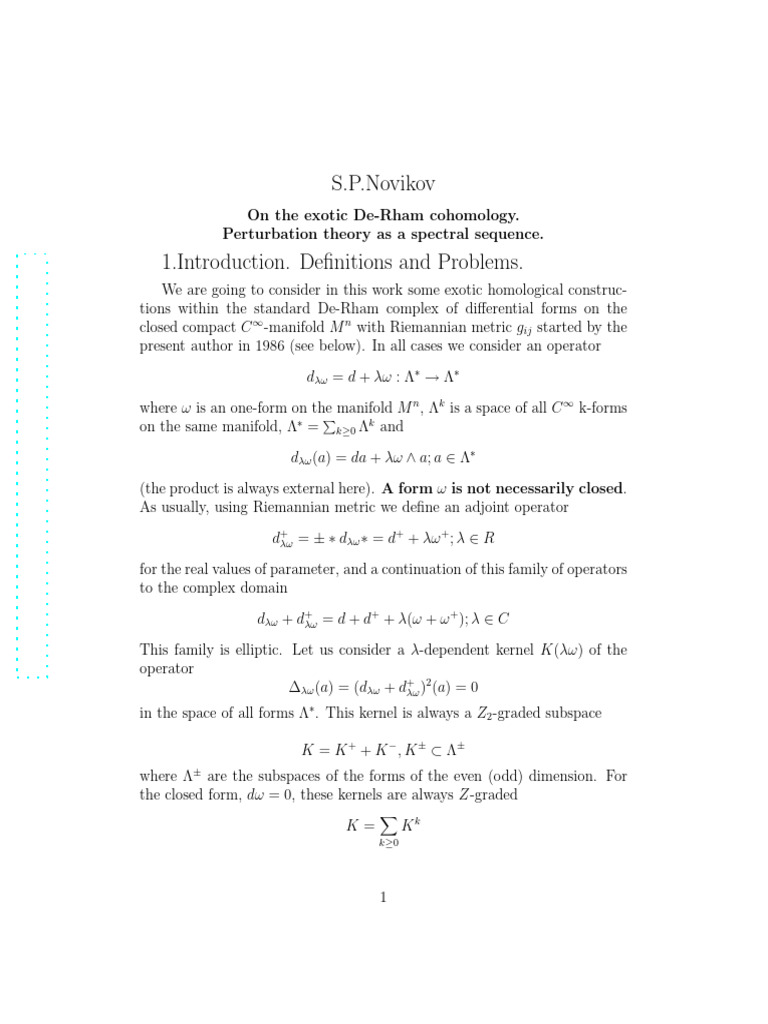 Exotic De-Rham Cohomology Analysis | PDF | Differential Form | Manifold