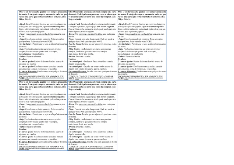 Exploding Kittens Cartas Referencias 194962 | PDF