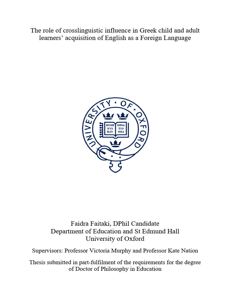 Faitaki 2021 Role of Crosslinguistic Influence | PDF | Second Language ...