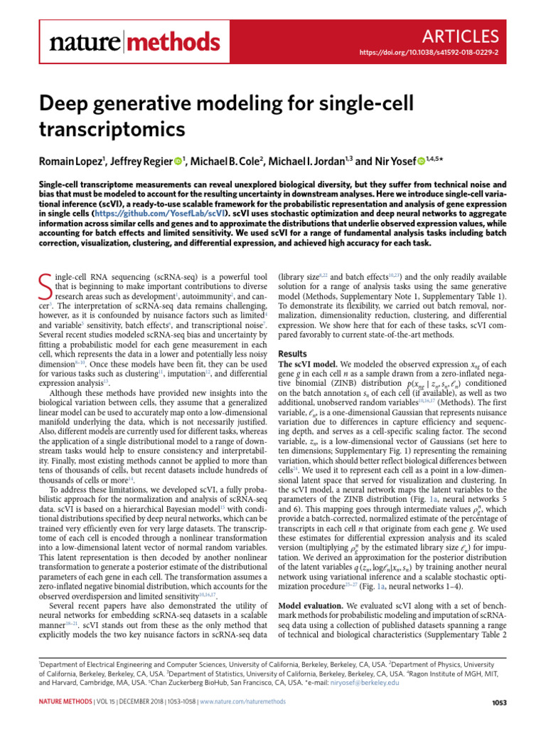 scVI: Scalable Analysis of scRNA-seq Data | PDF | Gene Expression