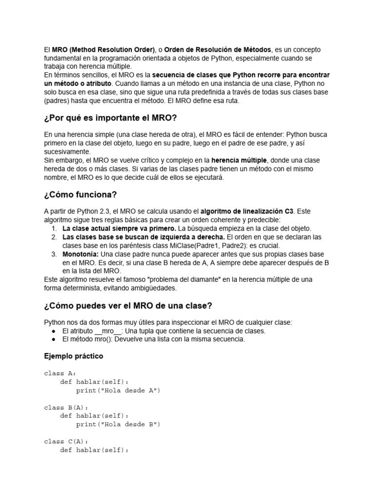 Entendiendo el MRO en Python | PDF | Python (lenguaje de programación ...