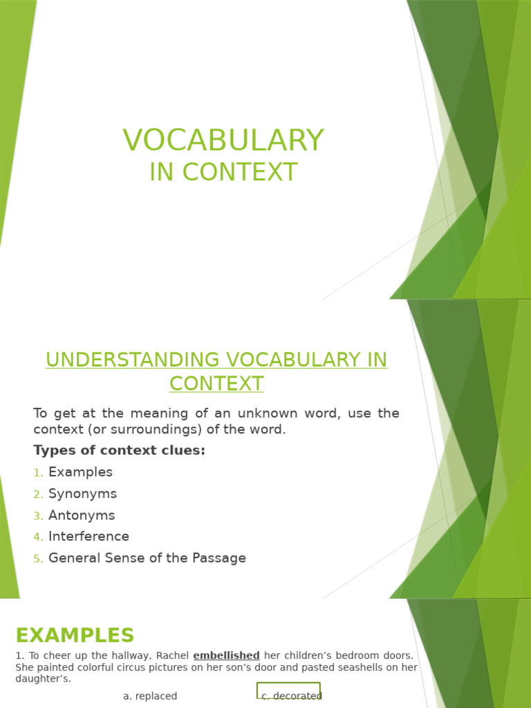 Vocabulary Context and Synonyms Guide | PDF | Noun | Verb