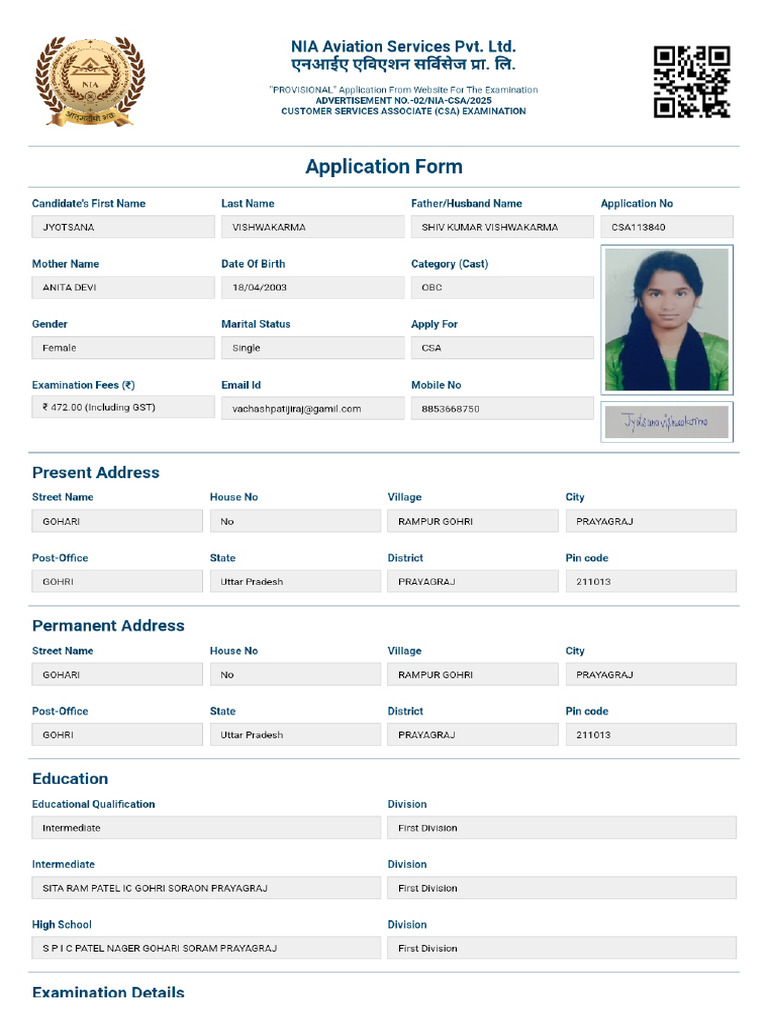 Application Form CSA113840 | PDF