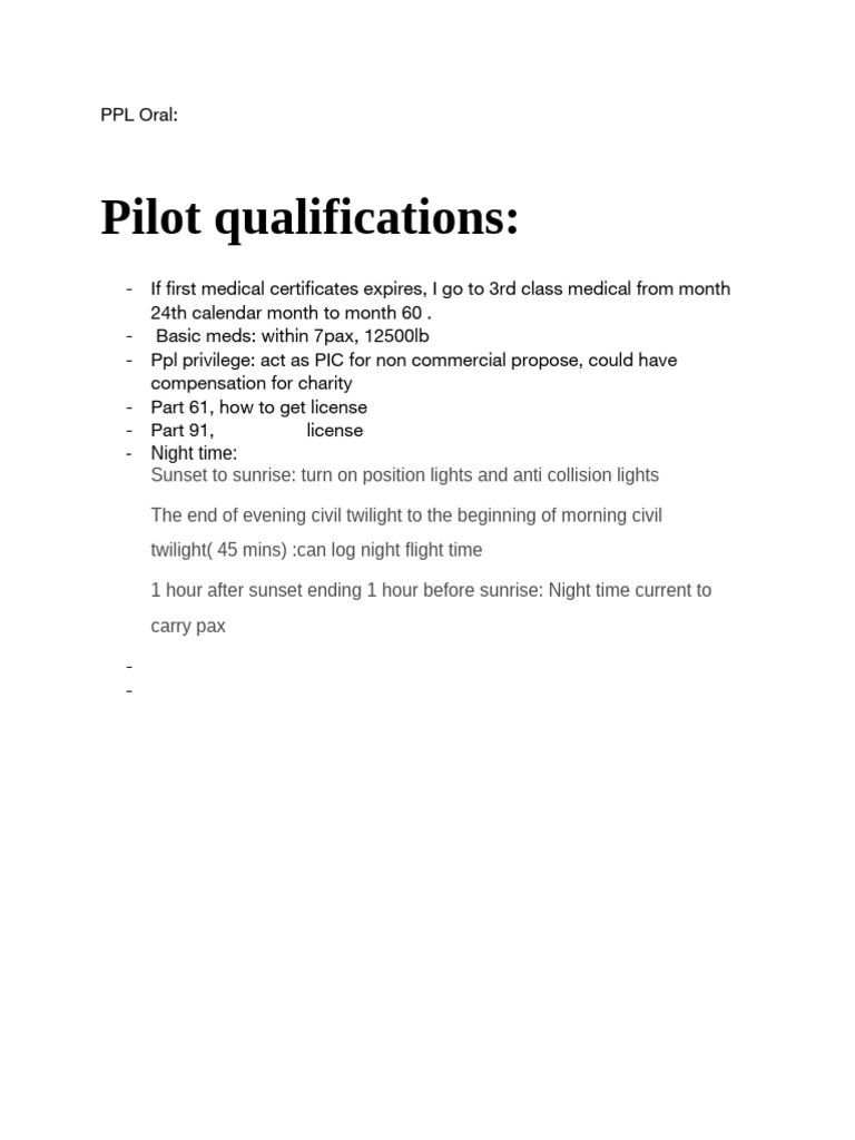 PPL Oral Exam Study Guide | PDF | Ice | Rain