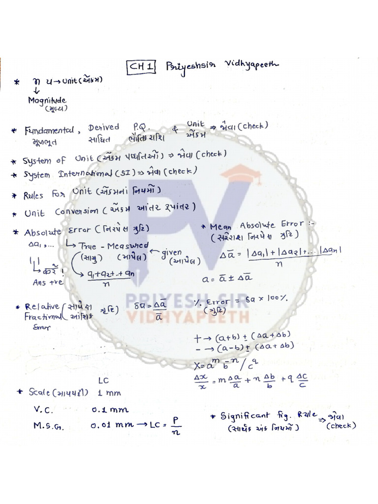 CH 1-2 Ddcet Physics Formula Sheet Priyeshsir | PDF
