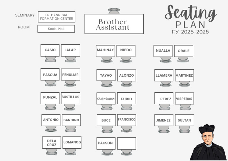 Classroom Seating Plan Document in Simple Greyscale Style | PDF