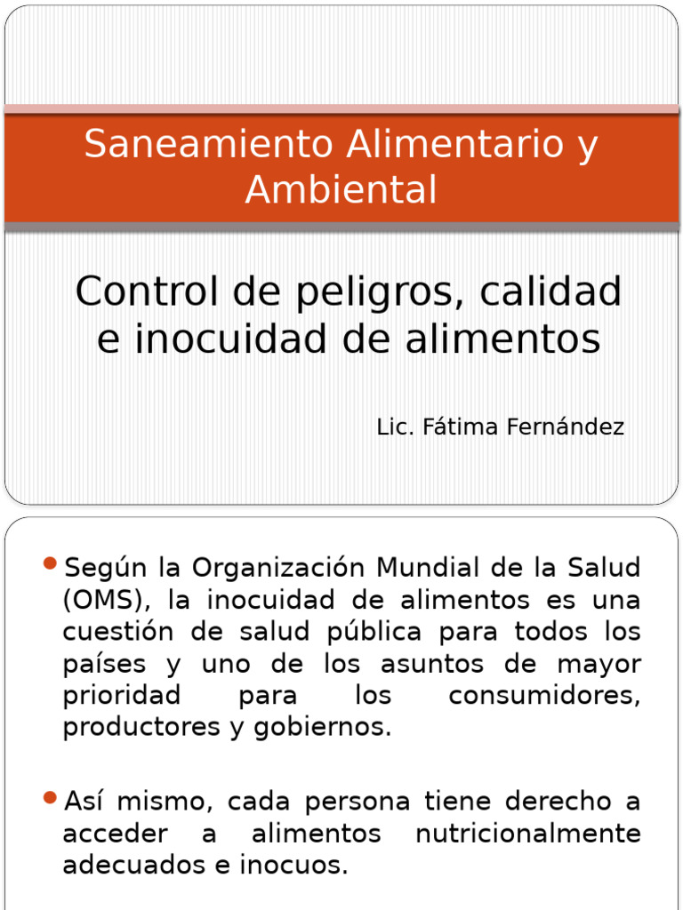 Clase 3. CONTROL DE PELIGROS, CALIDAD E INOCUIDAD | PDF | Alimentos ...