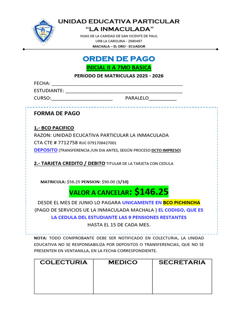 Orden de Pago Inicial a 7mo (1) | PDF