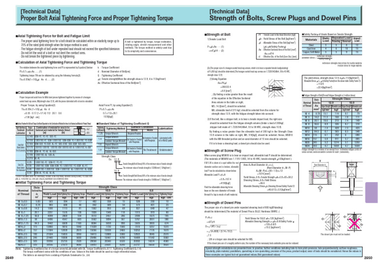 Bolt Tightening Force and Torque Guide | PDF | Strength Of Materials ...