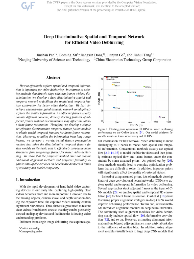 Deep Discriminative Network for Video Deblurring | PDF | Applied ...