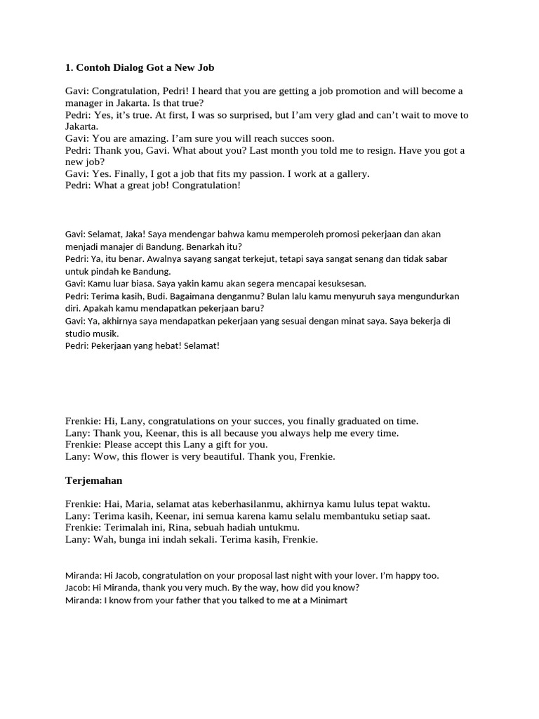 Dialogues of Congratulations | PDF