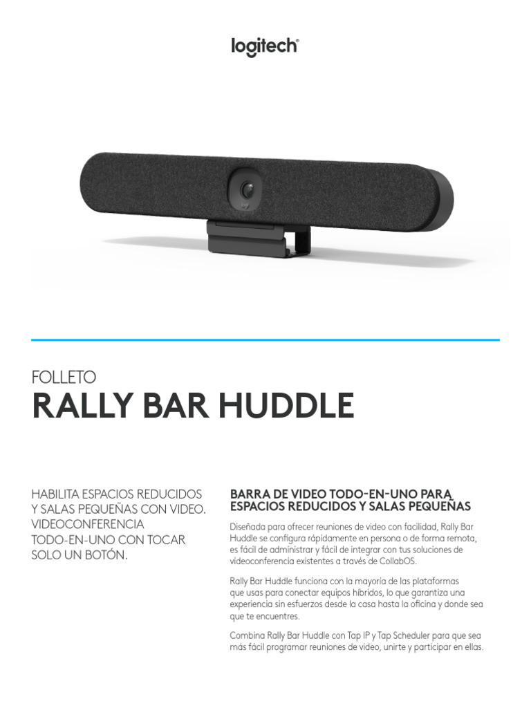 01 Camara Logitech Rallybar-Huddle-Datasheet | PDF | Videotelefonía | USB