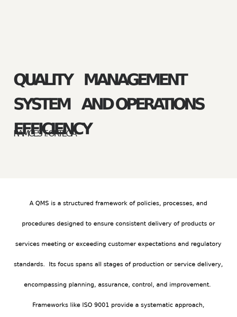 Quality Management System & Efficiency | PDF | Quality Management ...