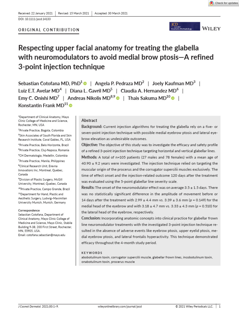 3-Point Injection Technique for Glabella | PDF | Anatomical Terms Of ...