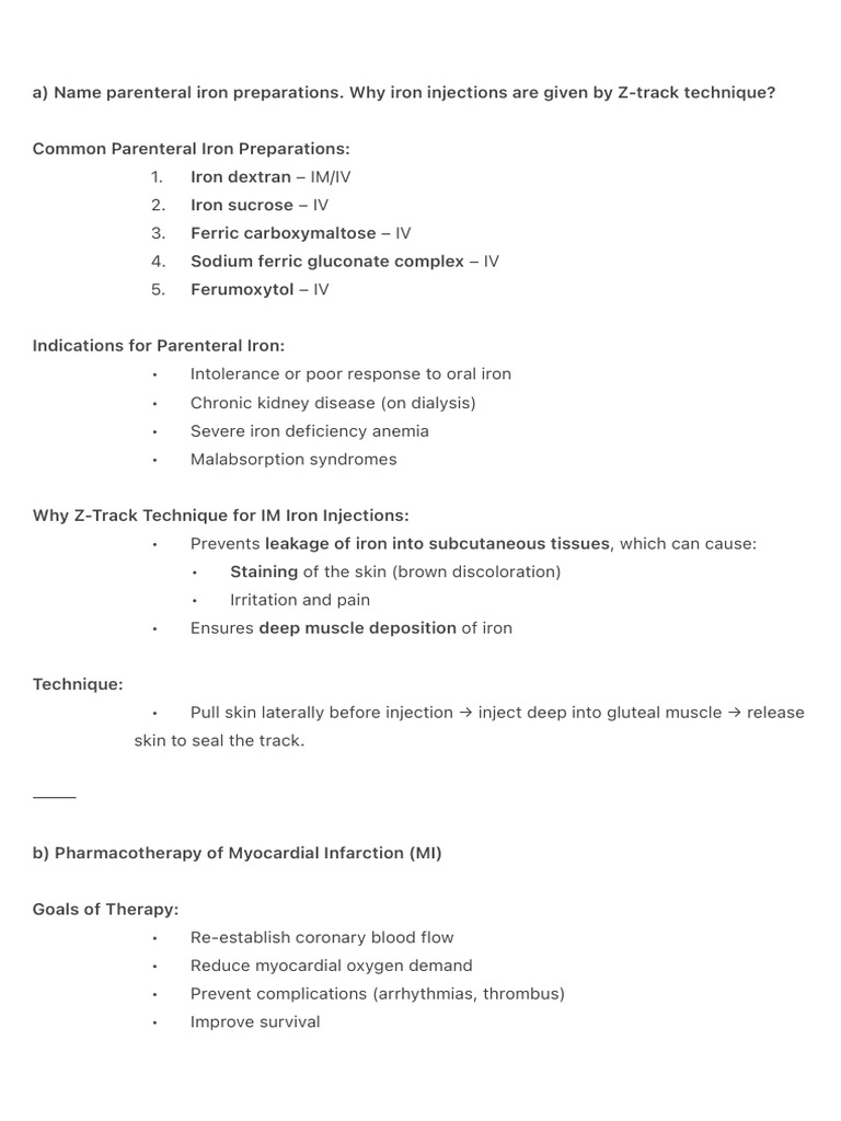 A) Name Parenteral Iron Preparations. Why Iron Injections Are Given ...