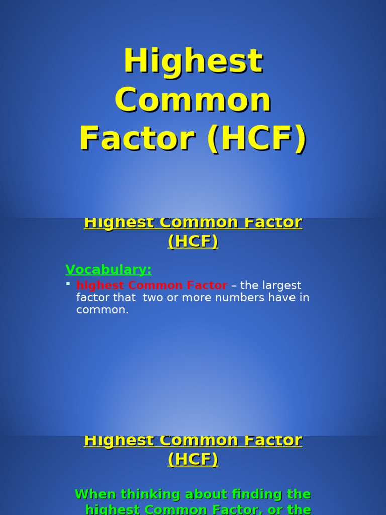 Understanding Highest Common Factor (HCF) | PDF | Chess Theory | Chess