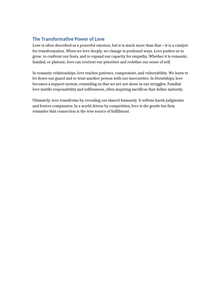 The Transformative Impact of Love | PDF
