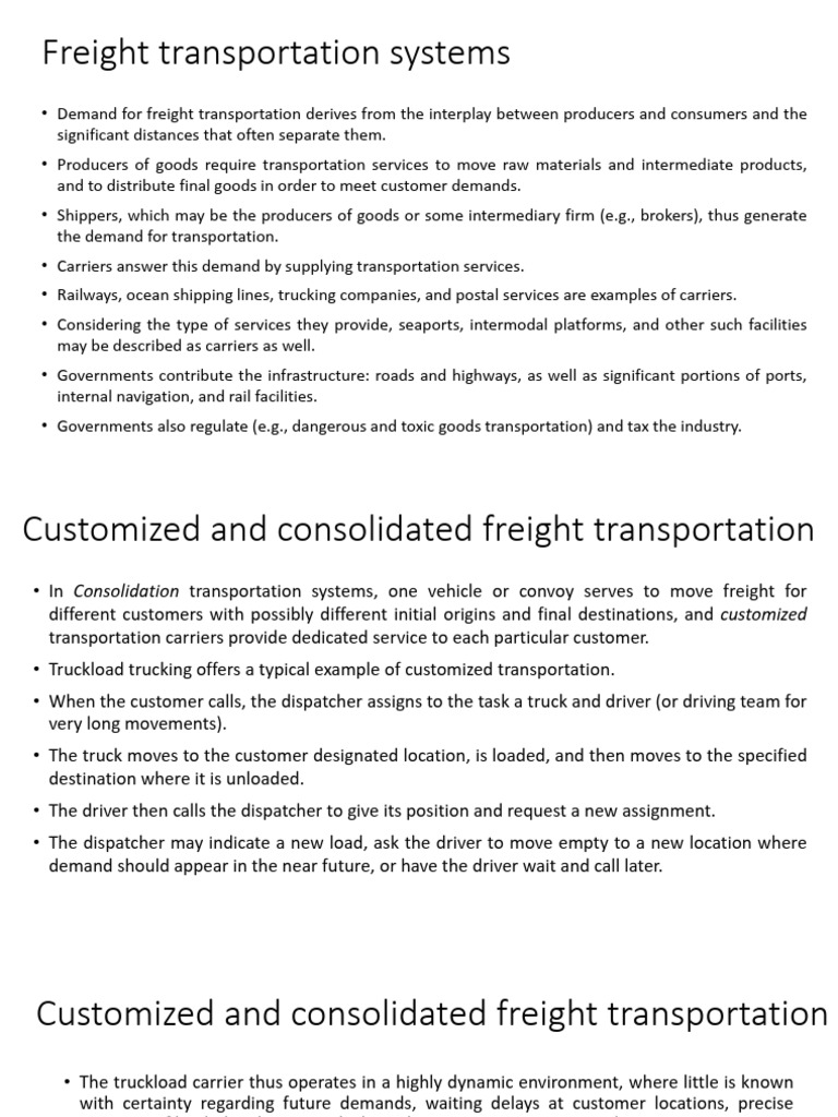 Freight Transportation Systems Overview | PDF | Cargo | Transport