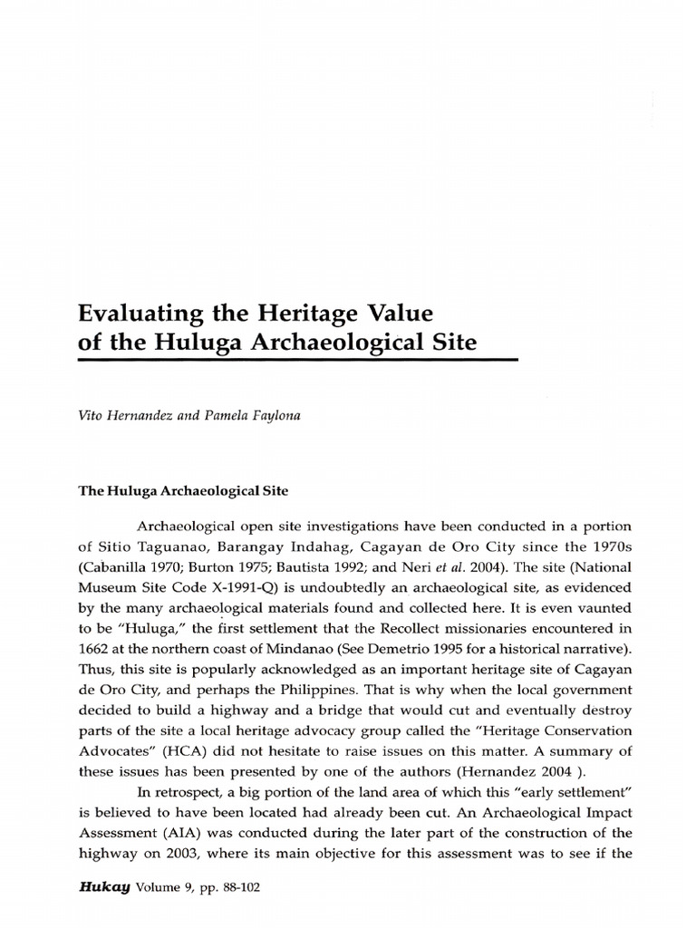 Evaluating Huluga Archaeological Heritage | PDF | Archaeology ...