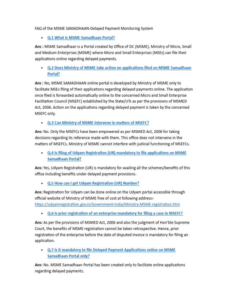 MSME Samadhaan FAQ: Delayed Payments Guide | PDF | Justice | Crime ...