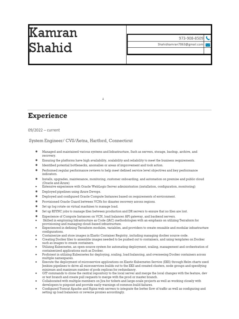 Linux & Cloud Engineer Resume Summary | PDF | Amazon Web Services ...