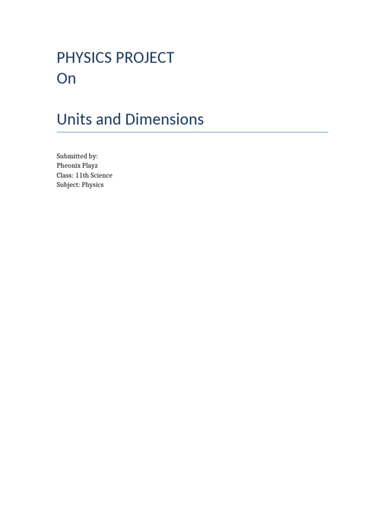 Units and Dimensions in Physics | PDF | International System Of Units ...