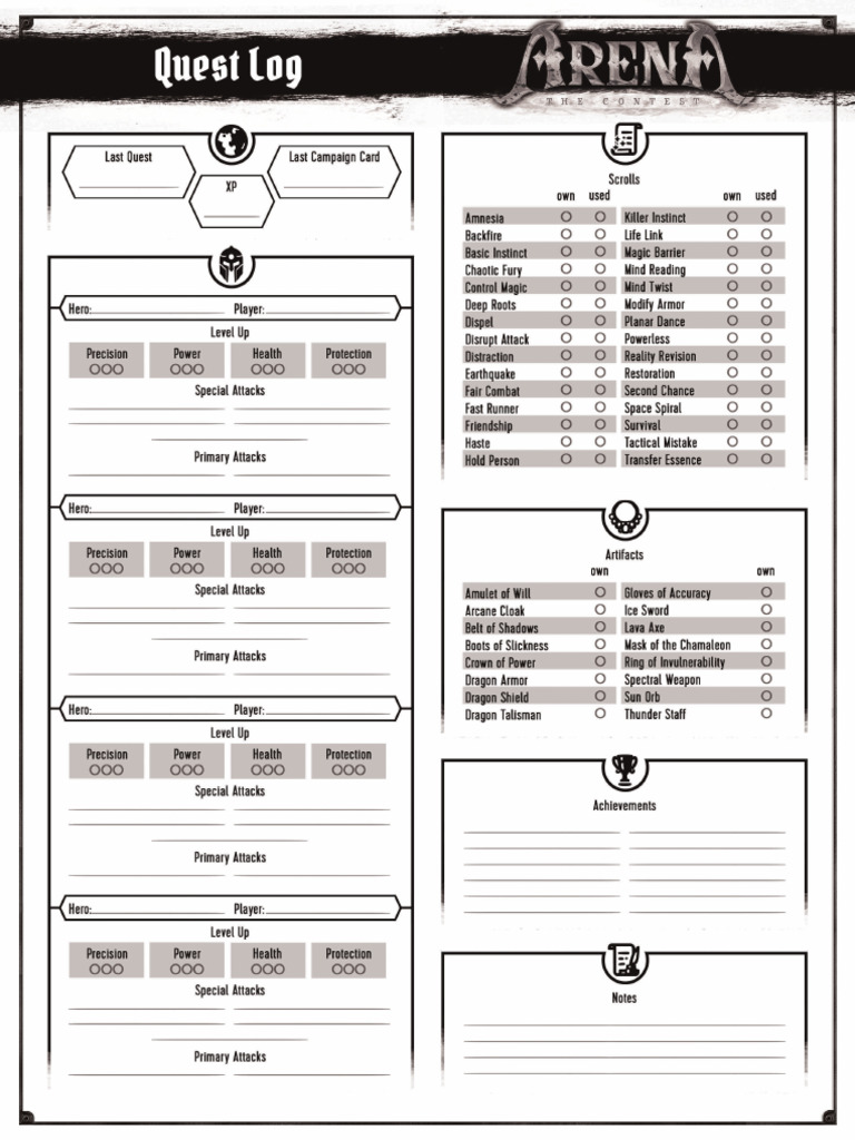Arena The Contest Quest Log 187622 | PDF