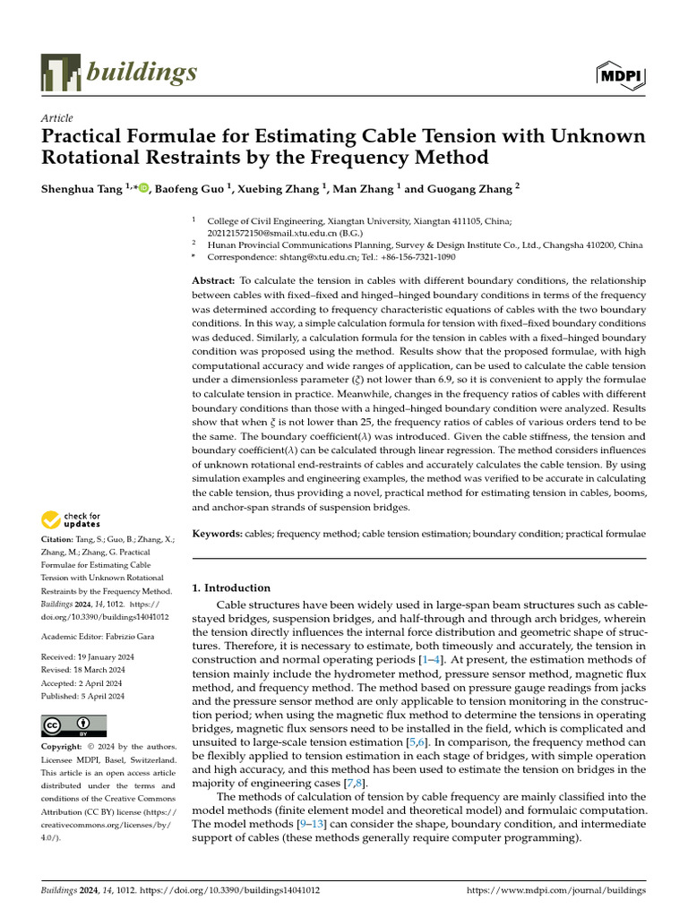Cable Tension Estimation Formulae | PDF | Mathematical Optimization ...