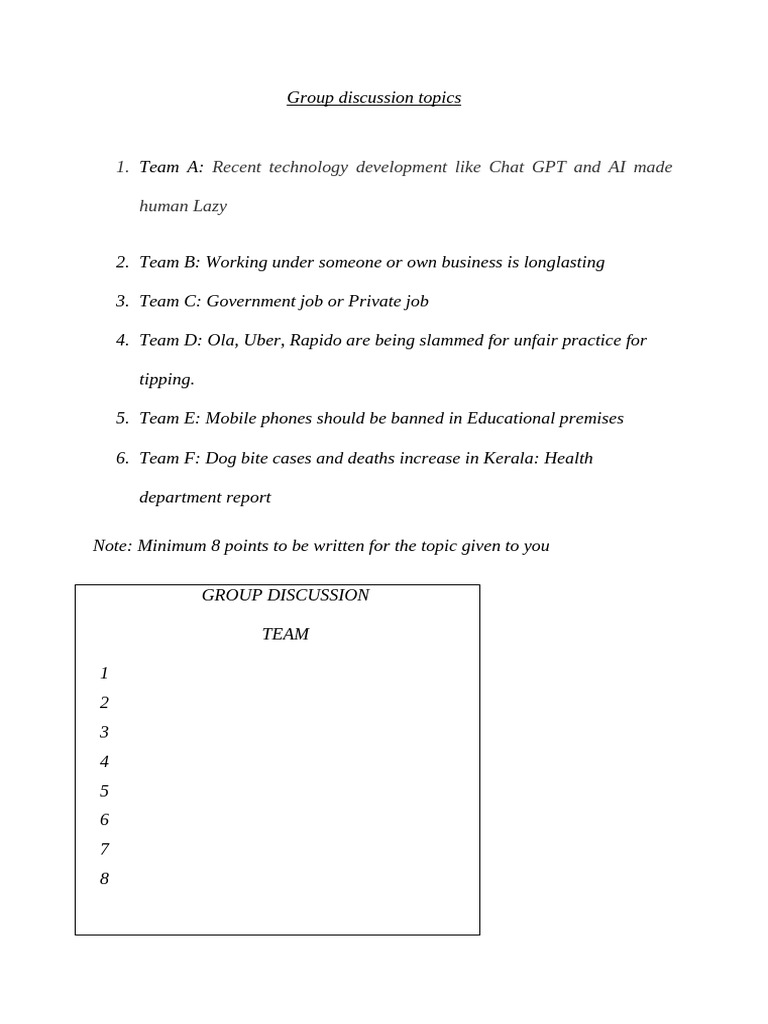 Engaging Group Discussion Topics List | PDF