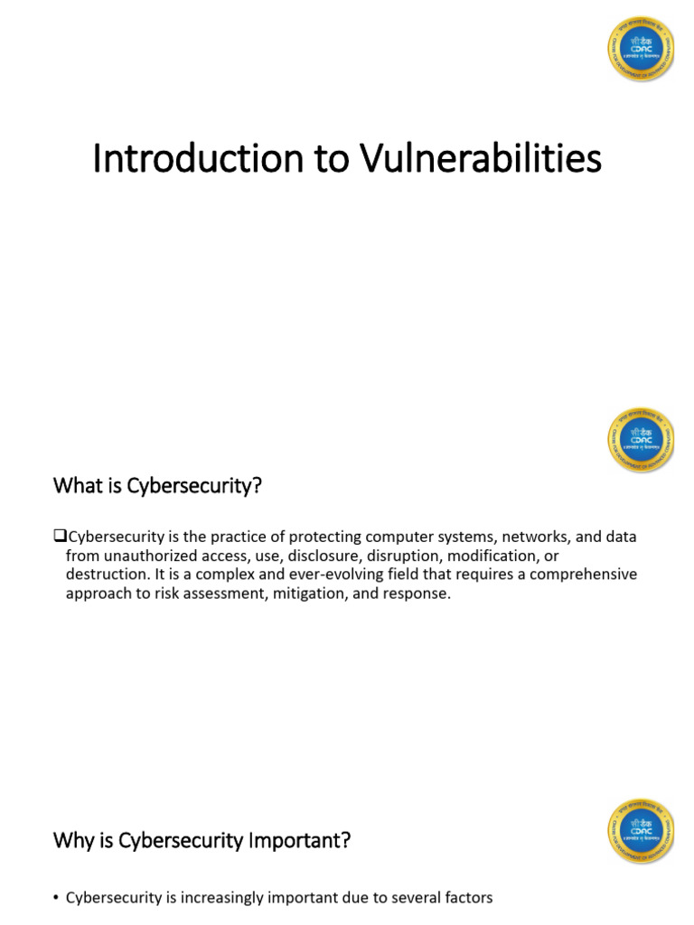 Introduction to Cybersecurity Vulnerabilities | PDF | Security ...