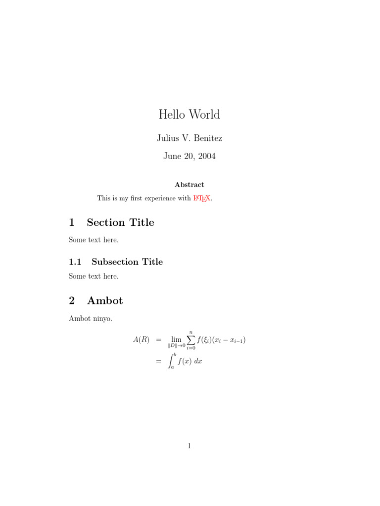 First Experience with LaTeX Document | PDF