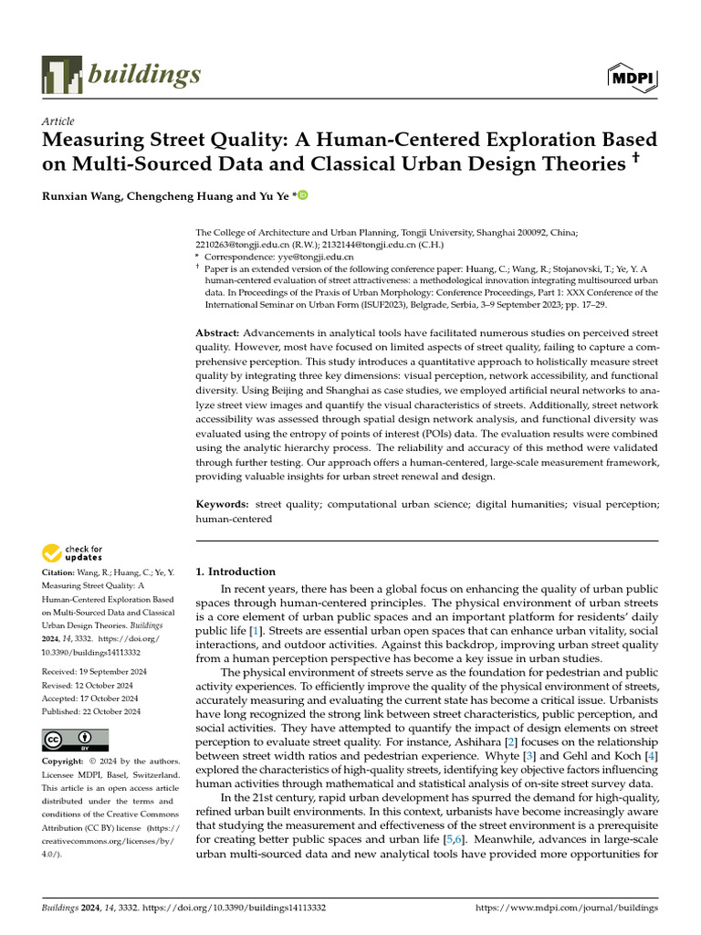 Human-Centered Street Quality Measurement | PDF | Urban Design | Perception
