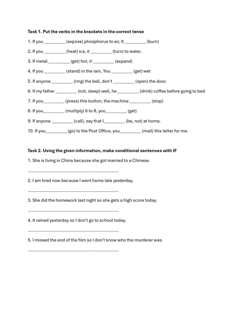 Cond Sentence Mixed Focus | PDF