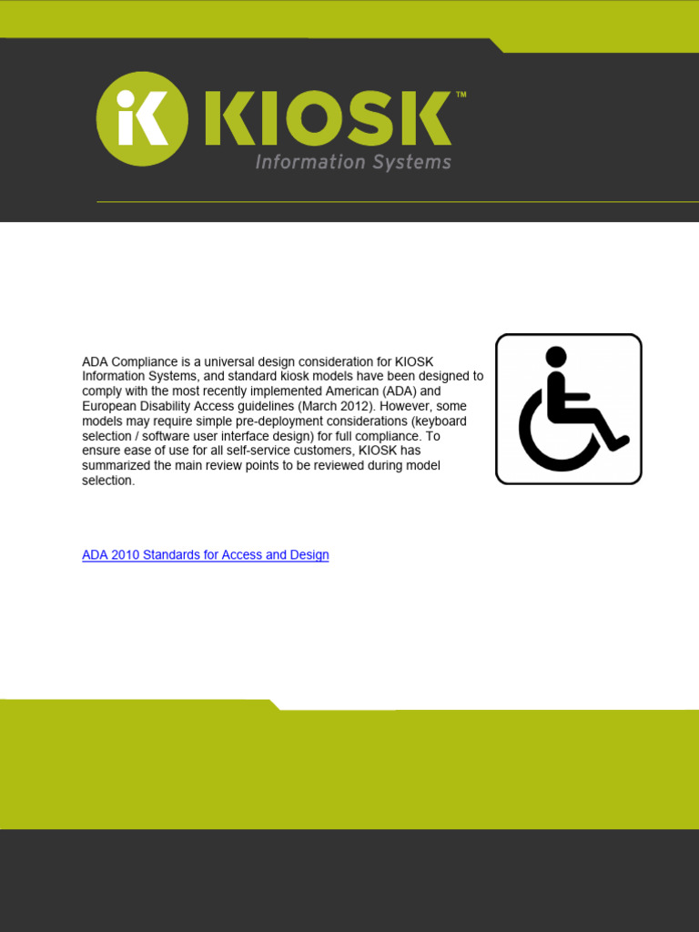 ADA Compliance for Kiosk Design Standards | PDF | Americans With ...