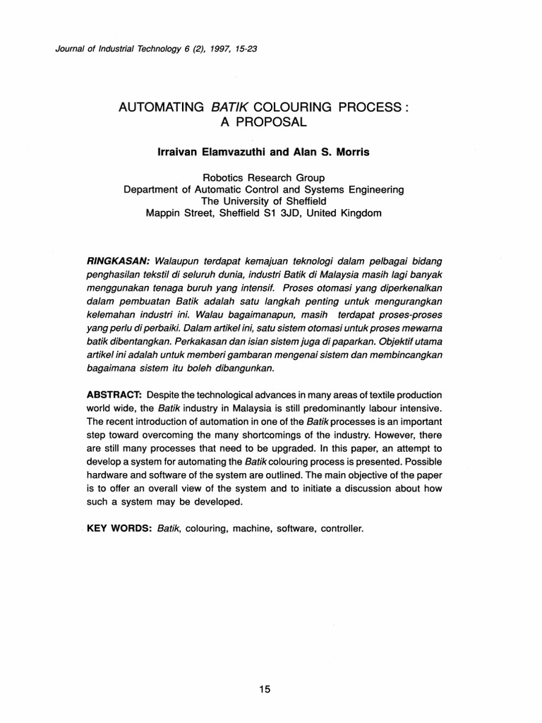 Automating Batik Colouring Process Proposal | PDF | Object Oriented ...