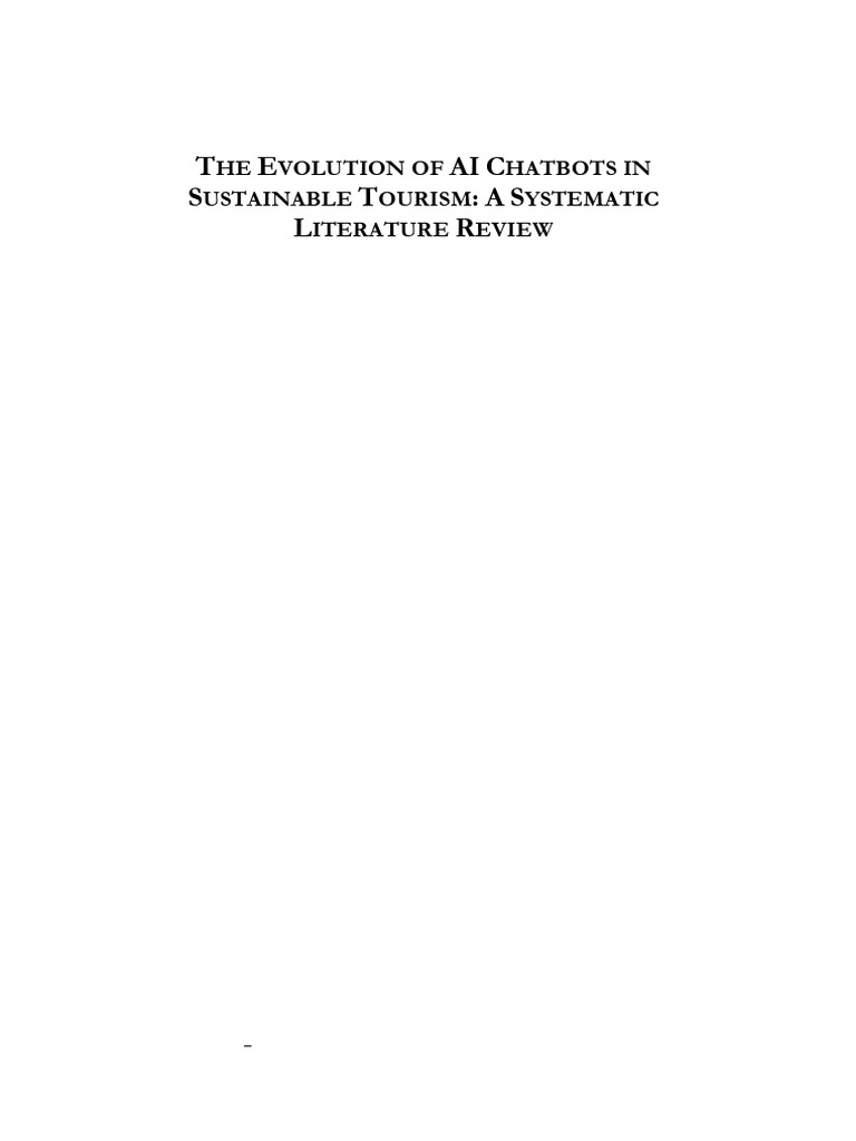 The Evolution of Ai Chatbots in Sustainable Tourism: A Systematic ...