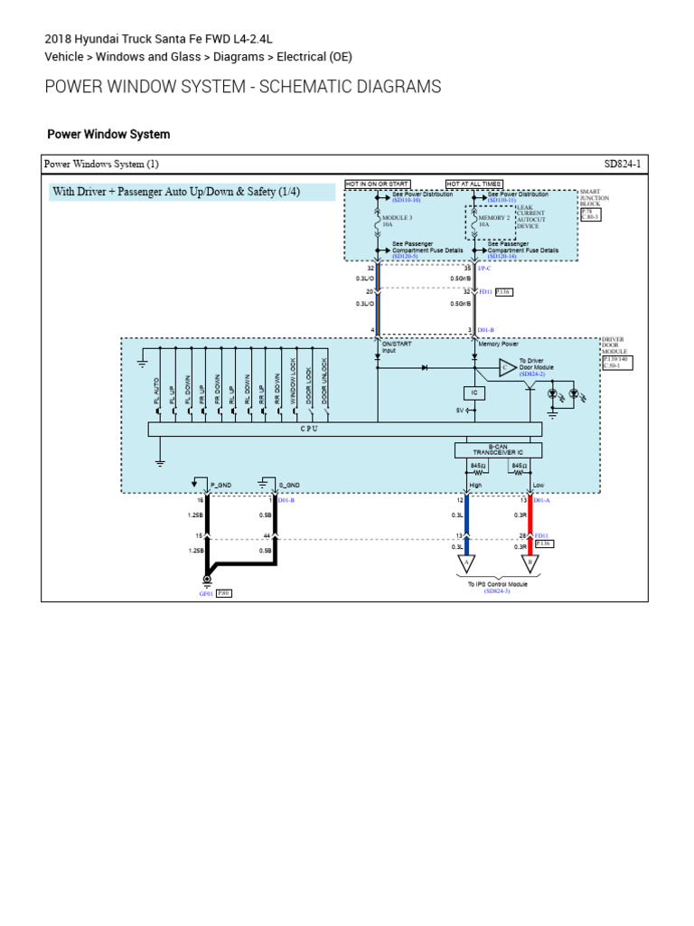 Hyundai Santa Fe Power Window Diagrams | PDF | Land Vehicles | Vehicle ...