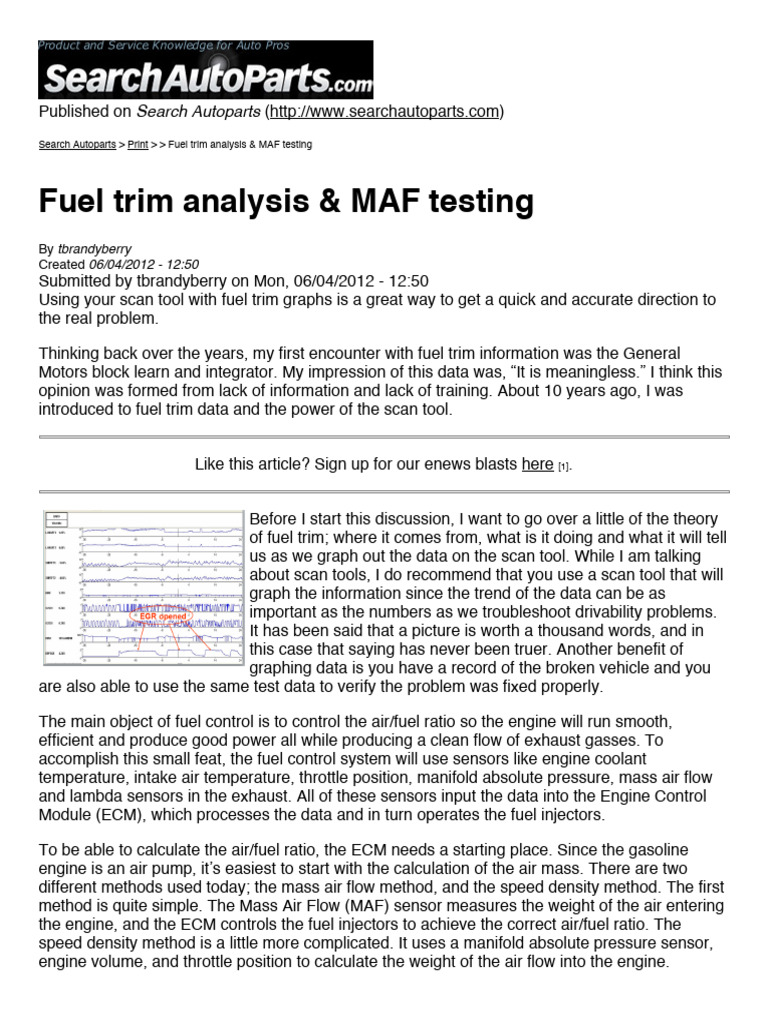 Fuel Trim Analysis and MAF Testing Guide | PDF | Throttle | Engines