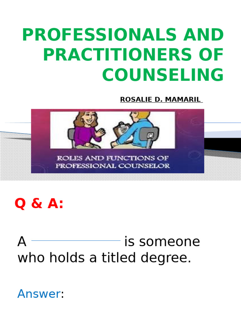 Roles and Functions of Counselors | PDF | Counseling Psychology ...