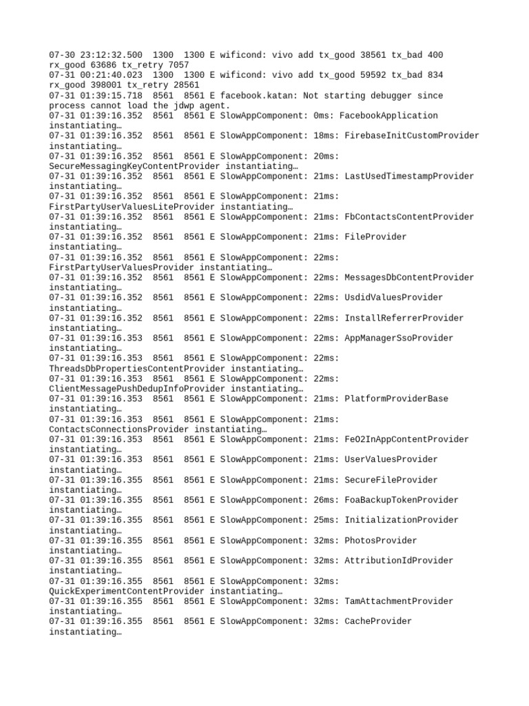 Facebook App Initialization Logs | PDF | Information Technology ...